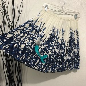 Blue & White Hand Painted Mermaid Mini Skirt OOAK